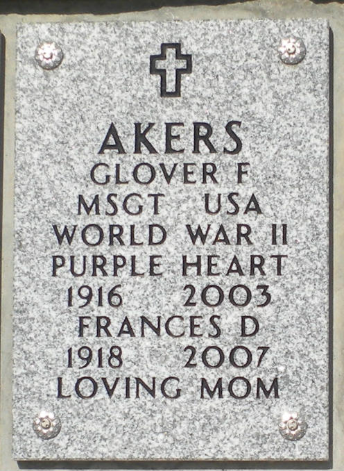 Glover Akers Grave Marker