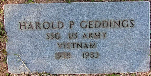 Harold P. Geddings Grave Marker