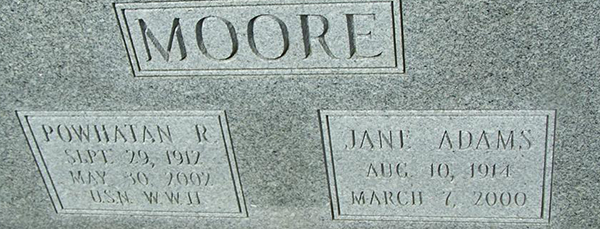 Powhatan R. Moore Grave Marker