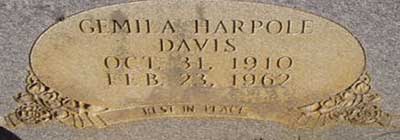 Gemila Harpole Grave Marker