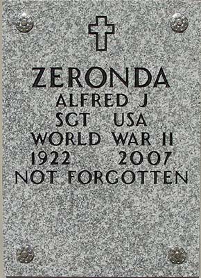 Alfred J. Zeronda Grave Marker Alfred J. Zeronda Grave Marker