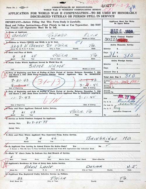 Richard E. Bernat Veteran's Compensation Application Richard E. Bernat Veteran's Compensation Application
