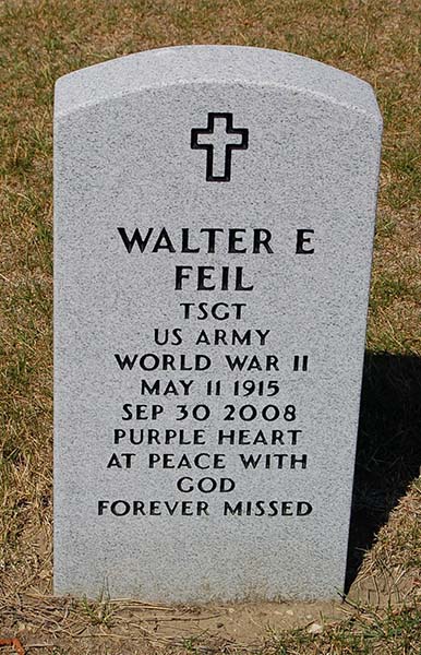 Walter E. Feil Grave marker Walter E. Feil Grave Marker