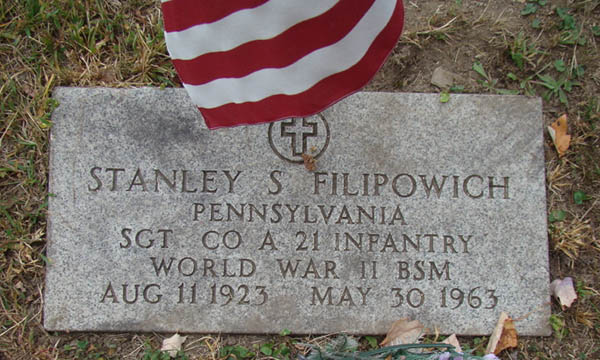 Stanley S. Filipowich Grave Marker Stanley S. Filipowich Grave Marker