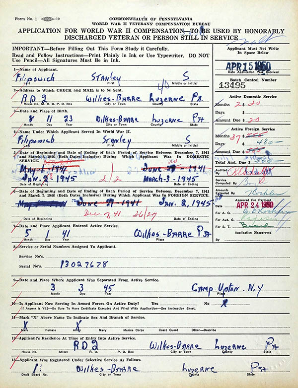 Stanley S. Filipowich Compensation Application Stanley S. Filipowich Compensation Application