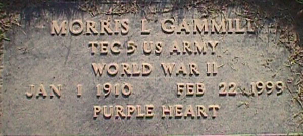 Morris L. Gammill Grave marker Morris L. Gammill Grave Marker
