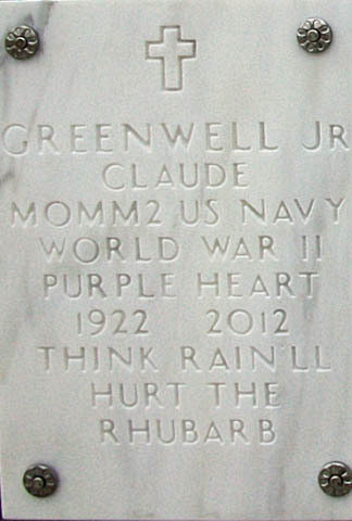 Claude Greenwell Grave Marker Claude Greenwell Grave Marker