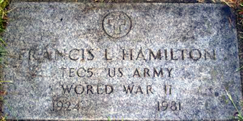 Francis L. Hamilton Grave Marker
