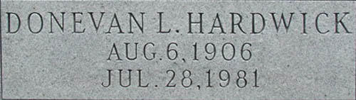 Donevan Hardwick Grave Marker