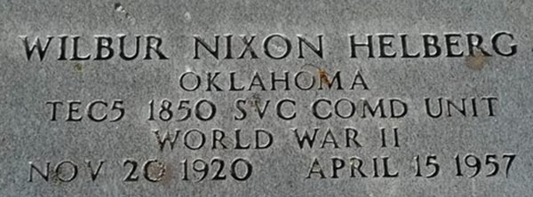 Wilbur N. Helberg Grave marker Wilbur N. Helberg Grave Marker