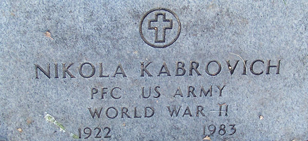 Nikola Kabrovich Grave marker Nikola Kabrovich Grave Marker