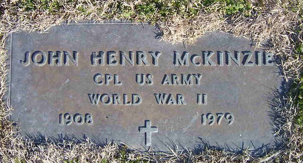 John H. McKinzie Grave marker John H. McKinzie Grave Marker