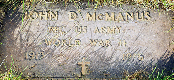 John D. McManus Grave marker John D. McManus Grave Marker