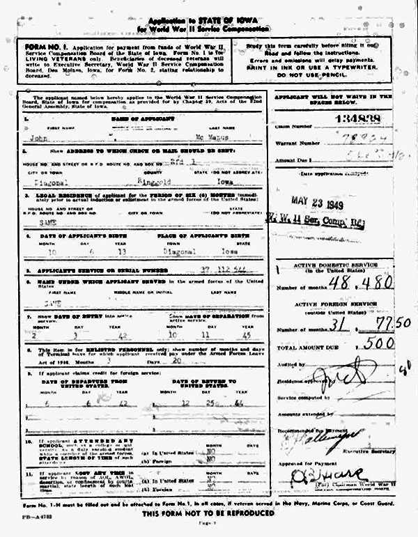 John D. McManus Military Bonus Application John D. McManus Military Bonus Application
