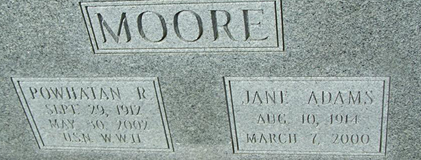 Powhatan R. Moore Grave marker Powhatan R. Moore Grave Marker