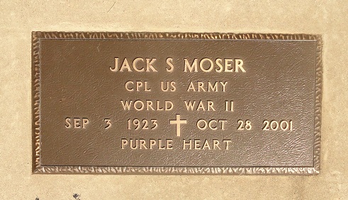 Jack S. Moser Grave marker Jack S. Moser Grave Marker