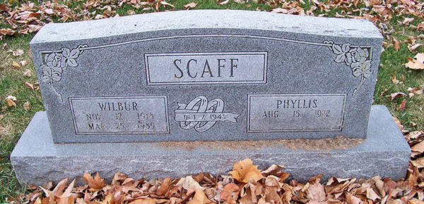 Wilbur Scaff Grave marker Wilbur Scaff Grave Marker