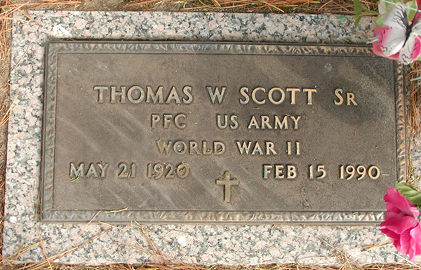 Thomas W. Scott Grave marker Thomas W. Scott Grave Marker