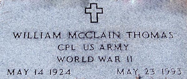 William M. Thomas Grave marker William M. Thomas Grave Marker