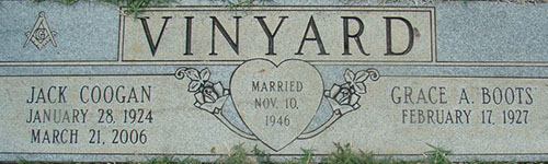 Jack C. Vinyard Grave Marker Jack C. Vinyard Grave Marker