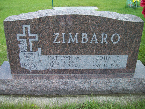 John T. Zimbaro grave marker